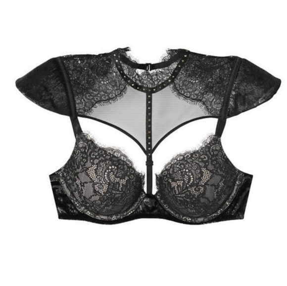 NWT Victoria's Secret VERY SEXY Black Diamond Chain Front Close Push-up Bra - Picture 3 of 4